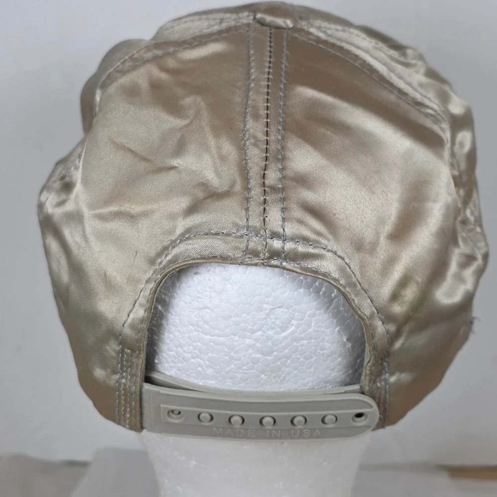 Vintage Calvin Klein Jeans Satin Snapback Hat Champagne Gold Made in USA CK Logo